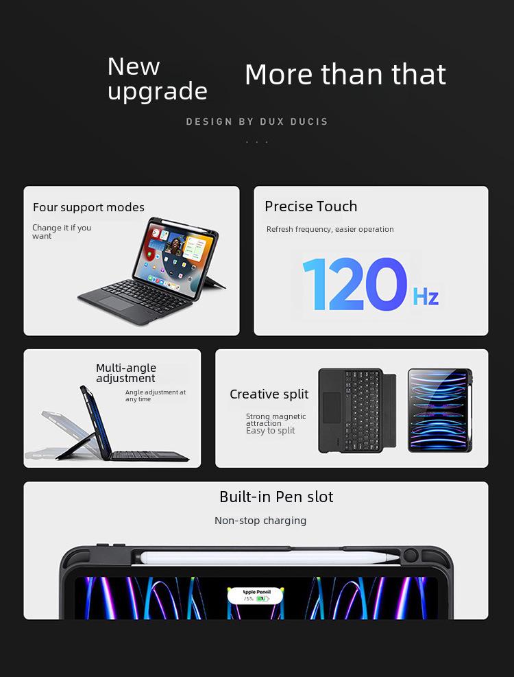 Wireless Bluetooth Keyboard and Magnetic Protective Cover for iPad Pro 11 and Air 6 (2024).