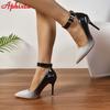 Fashion Aphixta 0.79Inch Belt Buckle Pumps Women Shoes Metal Button Gradient Color 3.940 inch Super High 10cm Stiletto Heels Big 53