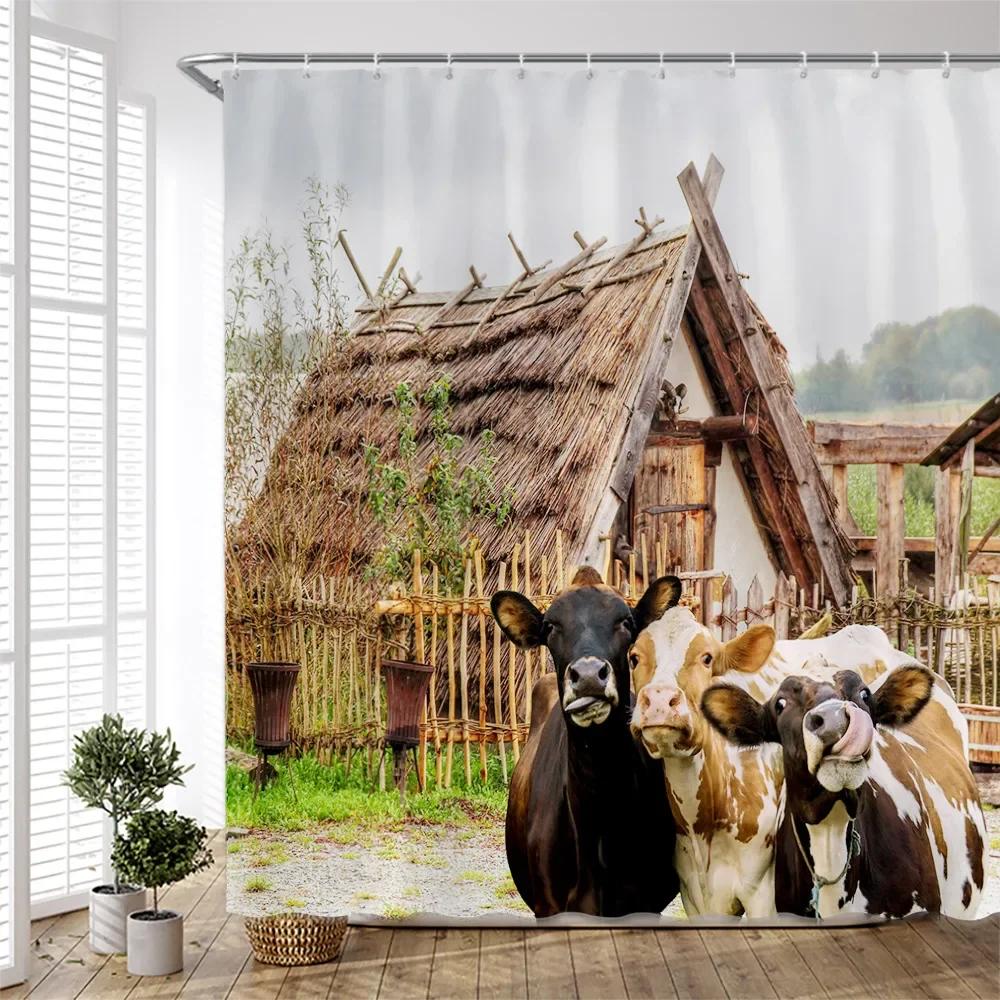 Multi-design Bathroom Curtain With Hooks Easy Install Waterproof Washable For Home Hotel Bathtub Decor