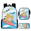 Lankybox Cartoon Pattern Backpack Shoulder Bag Pencil Case Three Piece Set