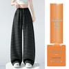 Women’s Spring Striped High-Waisted Wide-Leg Drawstring Pants - Casual Color Block, Loose, Slimming, Two-Wear Style.