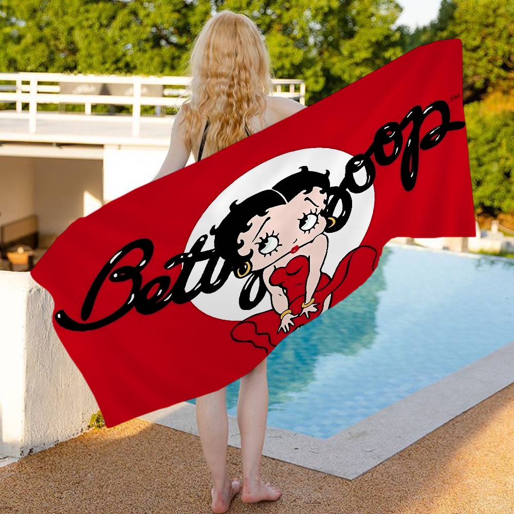 B-Betty Girl B-Boop Beach Towel Colorful Bath Towels for Girl Microfiber Quick Dry Custom Sand Free Beach Yoga Spa Gym Pool