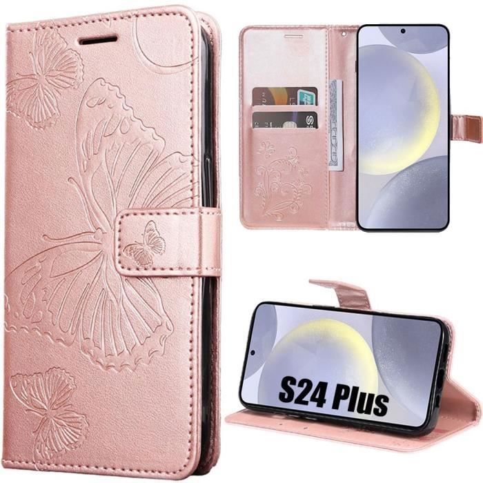 Coque de protection - Samsung - Galaxy S24 Plus - Cuir PU - Motif Papillon - Porte-cartes