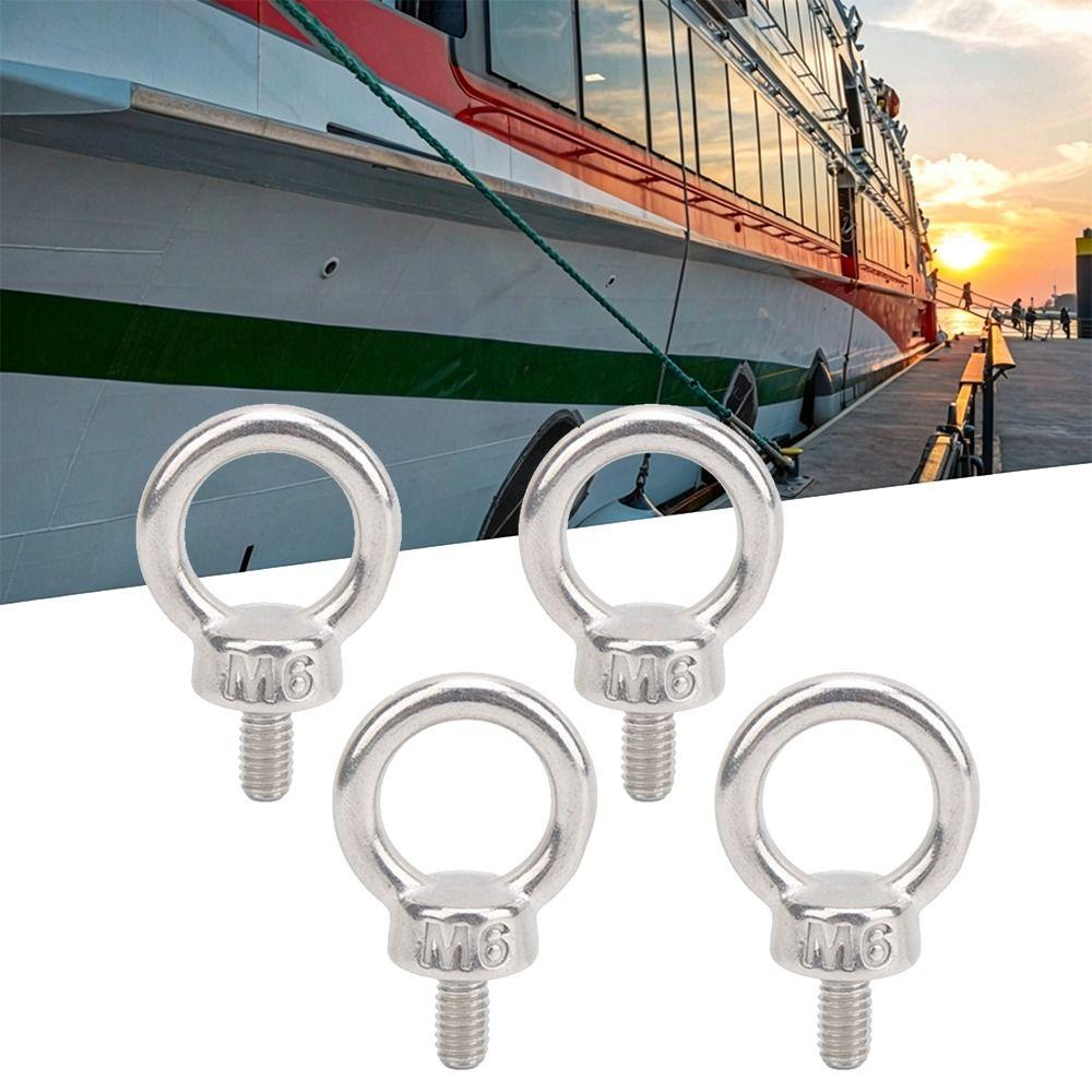 4pcs Durable Shoulder Eye Bolts M6 Metric Thread Threaded Eyebolts Heavy Duty Lifting