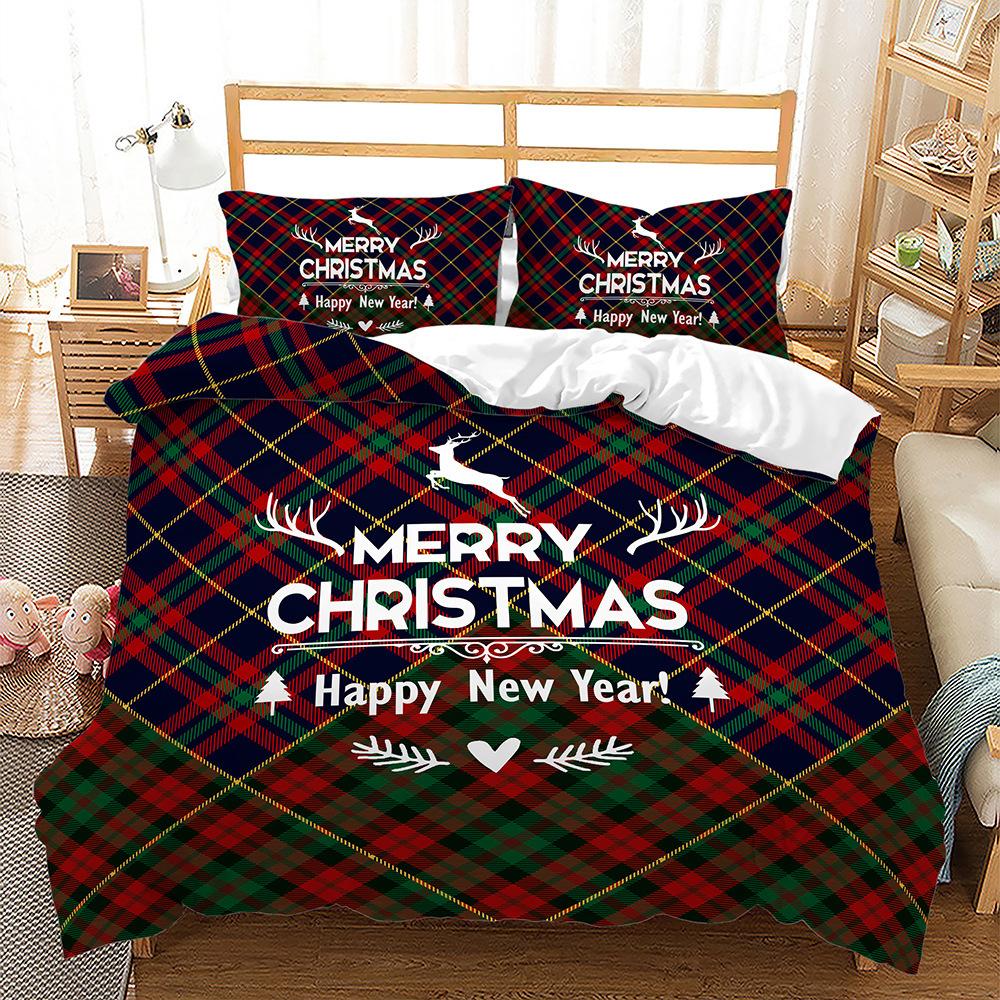 Digital Printing Three-Piece Christmas Series Quilt Cover Sheet Kit