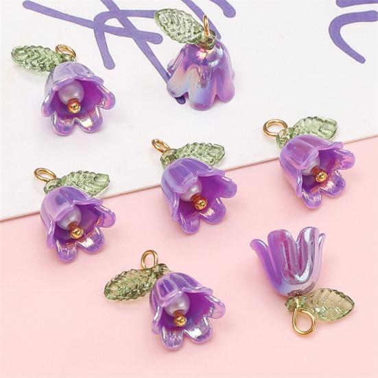 10Pçs Pingente DIY Flor do Vale de Resina com Textura de Simulação Tridimensional