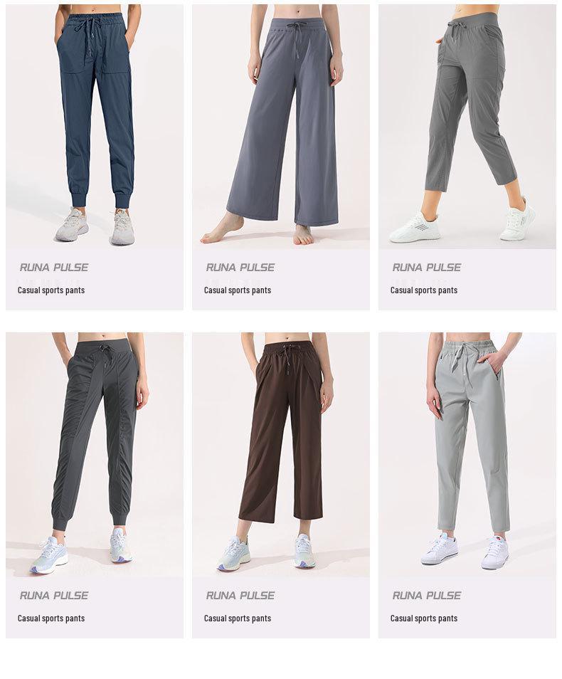 Women's High-Waist Wide-Leg Summer Yoga Pants - Lightweight, Loose, Slimming Casual Trousers with Drawstring.