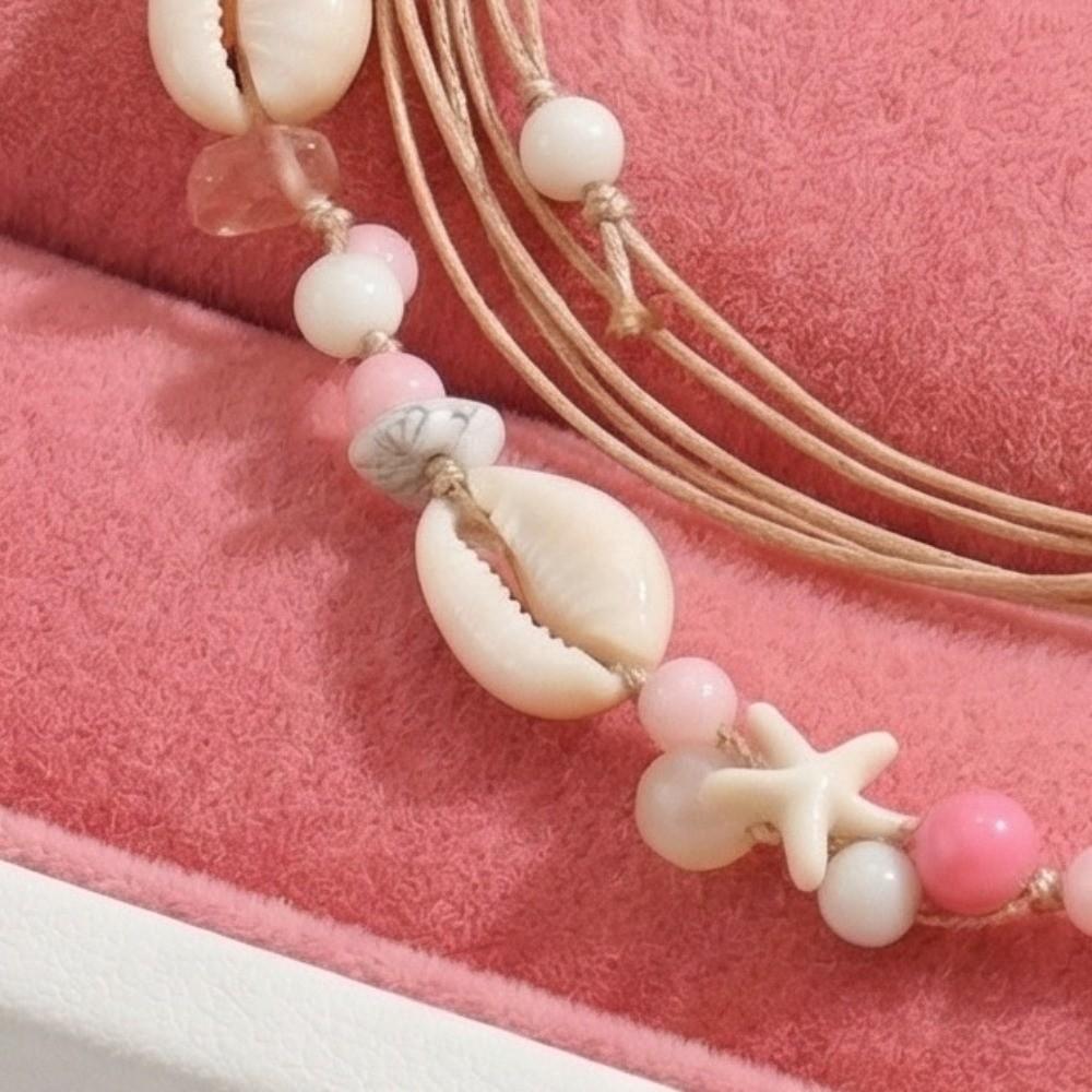 Ornaments Shell Starfish Necklace Adjustable Beach Beaded Necklace Bohemian Shell Necklace  Daily