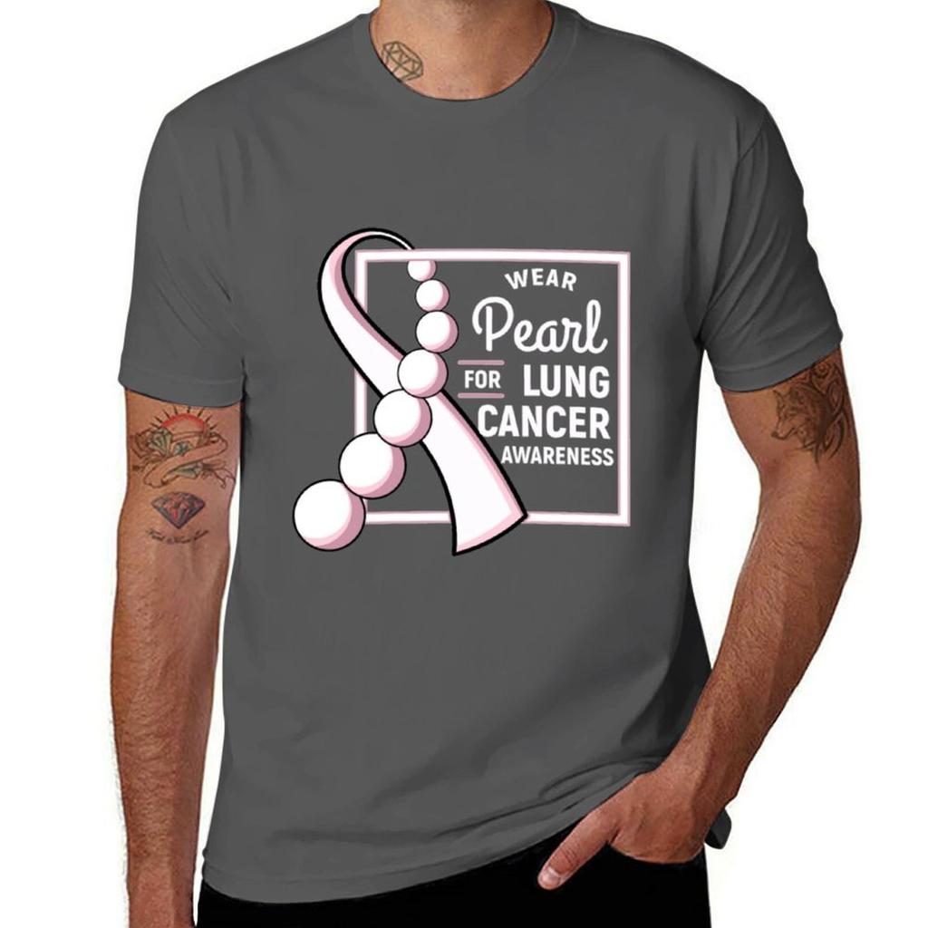 Wear Pearl For Lung Cancer Awareness Tshirt Novelty Graphic Tee Shirt