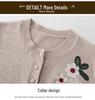 2026 Spring Embroidered Knit Sweater for Middle-aged & Elderly Women - Soft, Loose Button-up Top