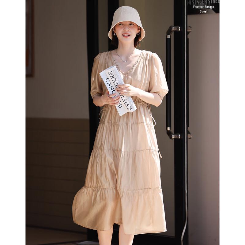 

Demana Tencel V-Neck Drawstring Waist Dress S