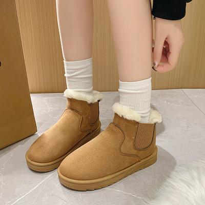 2024 Winter Neue Mode Schneestiefel für Damen Dicksohlige Plüsch Einbeinige Kurze Wildleder Warme Baumwollstiefel