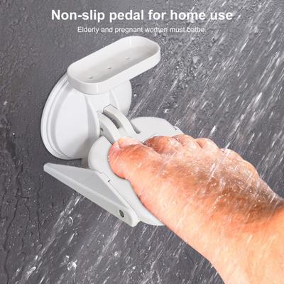 Adjustable Height Bathroom Pedal Drill-Free Suction Cup Design Anti-Slip Wide Pedal Space-Saving Shower Footrest