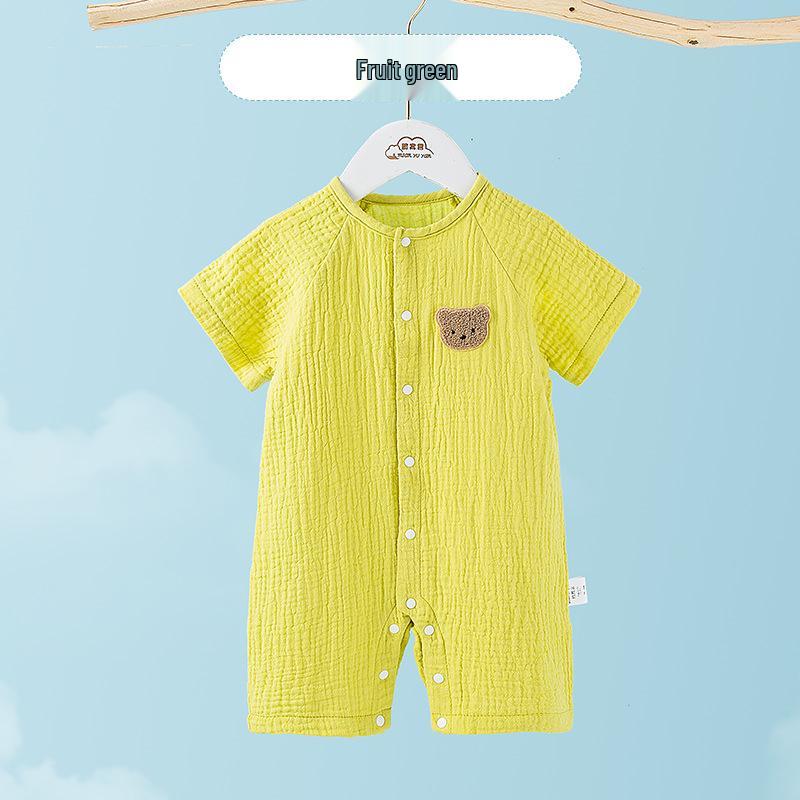 Infant Short Sleeve Summer Pajamas - Pure Cotton Gauze Baby Romper