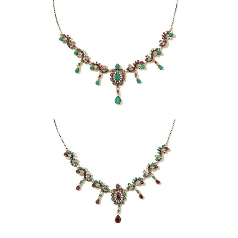Vintage Tibetan Tassel Necklace Rhinestone Forehead Chain Fashion Ethnic Style Necklace  Wedding