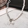 Fashion Chain Pearl Necklace for Women Baroque Pearl Metal Charm Pendant Necklaces Choker Snake Chain Jewelry Gold Silver Color