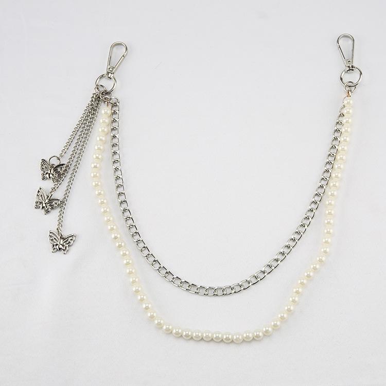 Pearl Butterfly Trouser Chain Belt Women'S Cool Pants Hanging Chain Personalized Decorative Accessories Jk Skirt Waist Chain Pendant