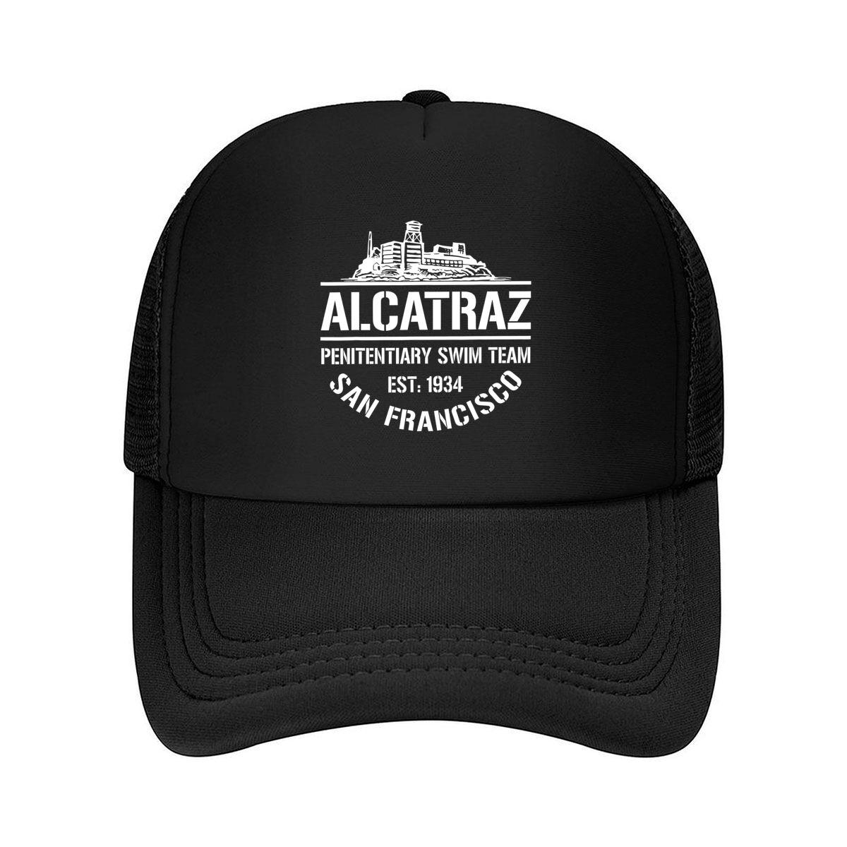 Alcatraz Swim Humor - Inspired, Prison Parody Design Mesh Baseball Cap One Size