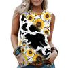 Summer Sunflower Leopard 3D Print Tank Top Women Streetwear Casual Y2k Tops Oversized Vest Off Shoulder Sleeveless Girl Camisole