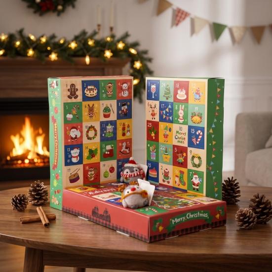 Christmas Unboxing Experience 5Pcs 24-Day Advent Calendar Box, Blank Gift Box with Xmas for Family Pull-Tab Windows, Countdown Surprise Toy Container,