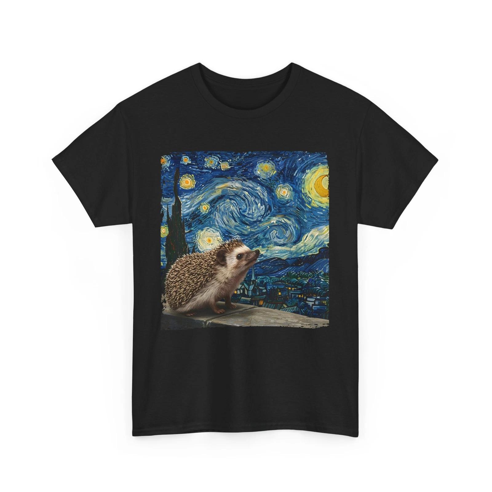 Hedgehog STARRY NIGHT T-Shirt | Starry Night Inspired Artistic Style 2XL