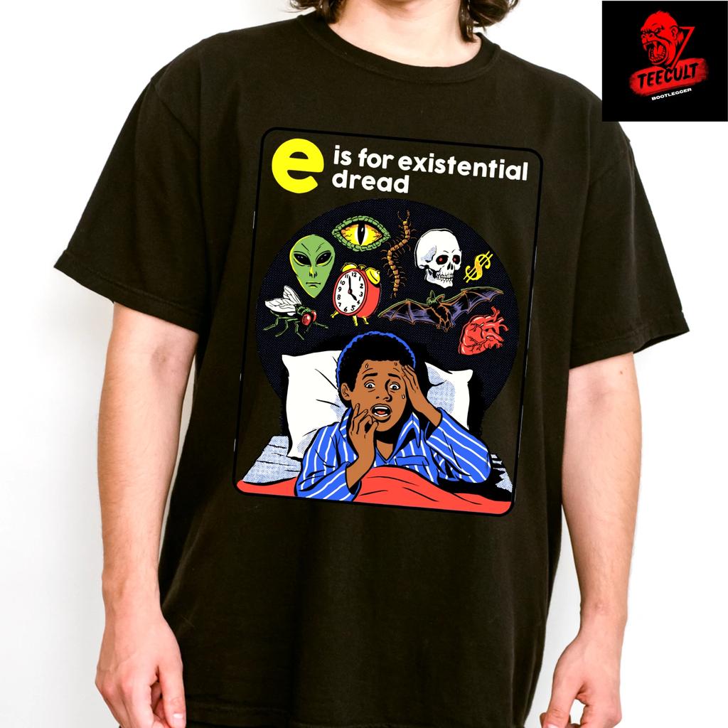 Men's and Women's T-shirts E For Existential Dread' Children's Vintage Dark Humor Horror