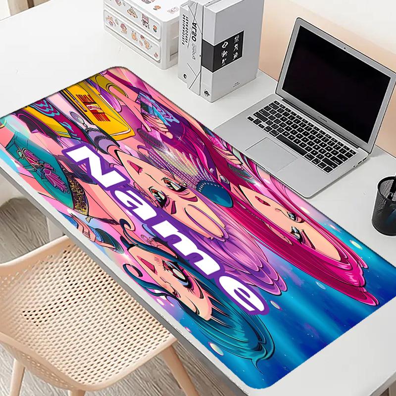 Custom Name Personalized KPop Demon Hunters Pattern Mousepad, Laptop PC Desk Mat, Decorative Desk Mat for Home Keyboard Pad Gift