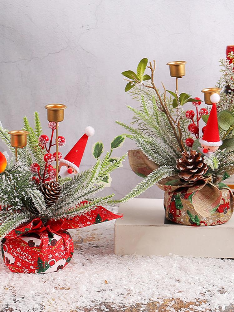 Jul Lång Ljusstake Metall Kreativ Ljusstativ Festivaltema för Festbordsdekoration