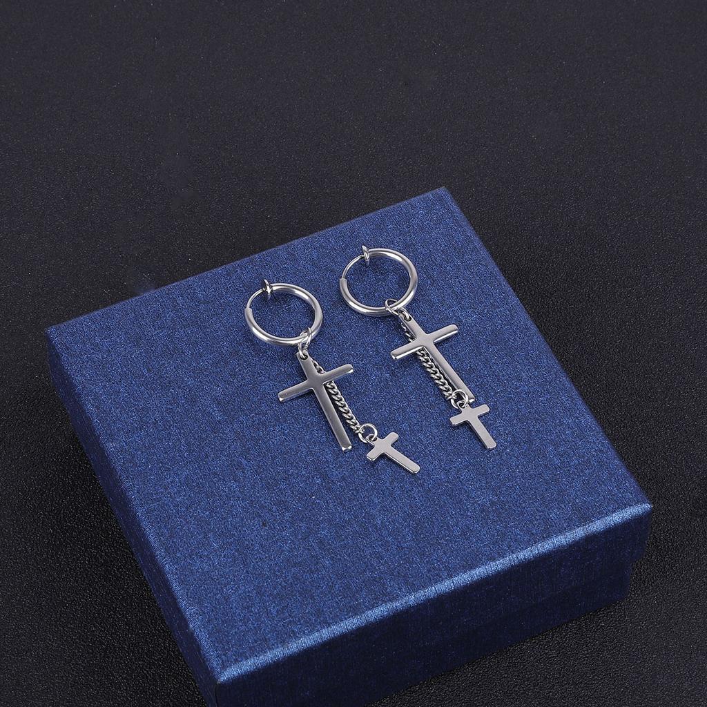 Titanium Steel Earrings Men Temperament Trendy Earrings Korean Women Long Tassel Chain Earrings