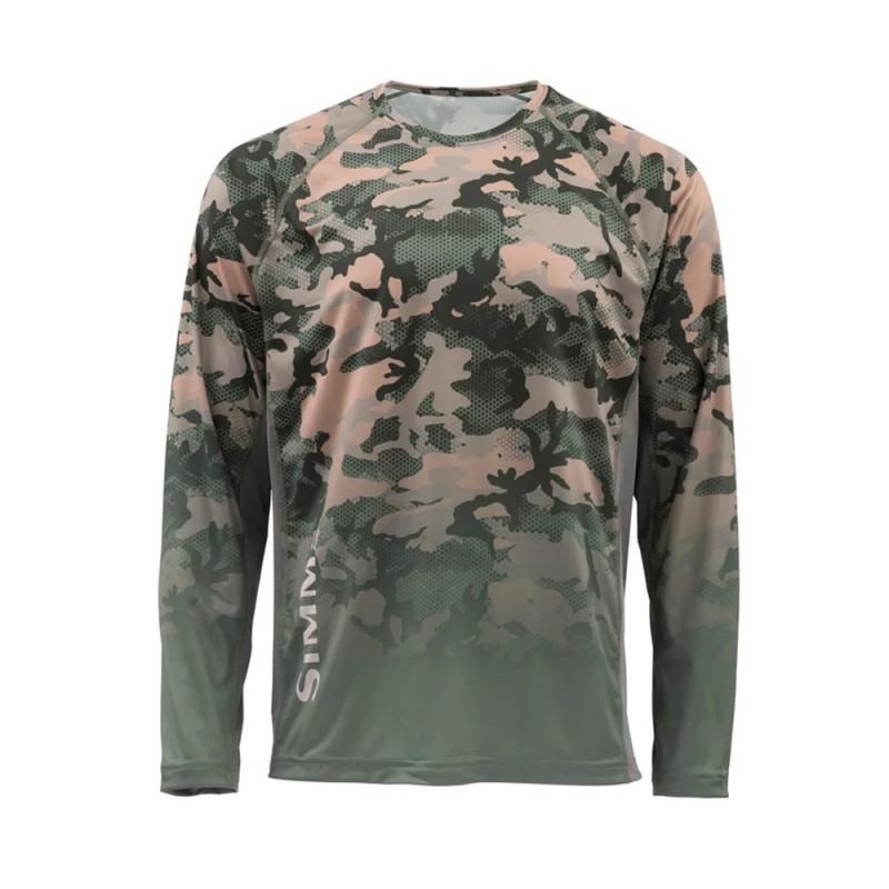 SIMMS Fishing Clothes Luya Long-sleeved Round-neck T-shirt Men's Sunscreen Quick-drying Breathable