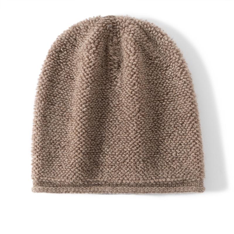 

Women s 100% Cashmere Knitted Beanie Solid Color Curled Edge Texture Windproof Elegant Cap for Winter Skateboard Hiking верблюд