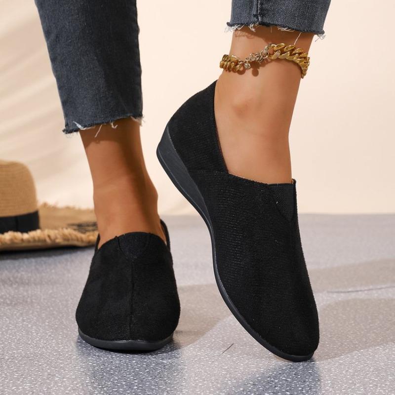 Suede Loafers Women Round Toe Toe Slip-on Walk Shoes Ladies Daily Lightweight Office Commuting Flat Shoes Woman