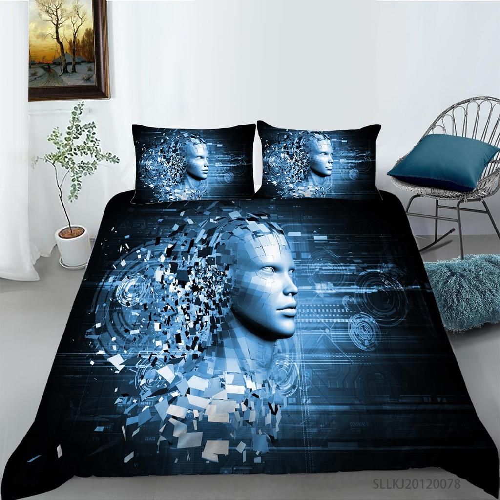 Set da letto di lusso Nuova trapunta Stampa figura 3D Camera da letto familiare Matrimoniale Copripiumino e federa Microfibra