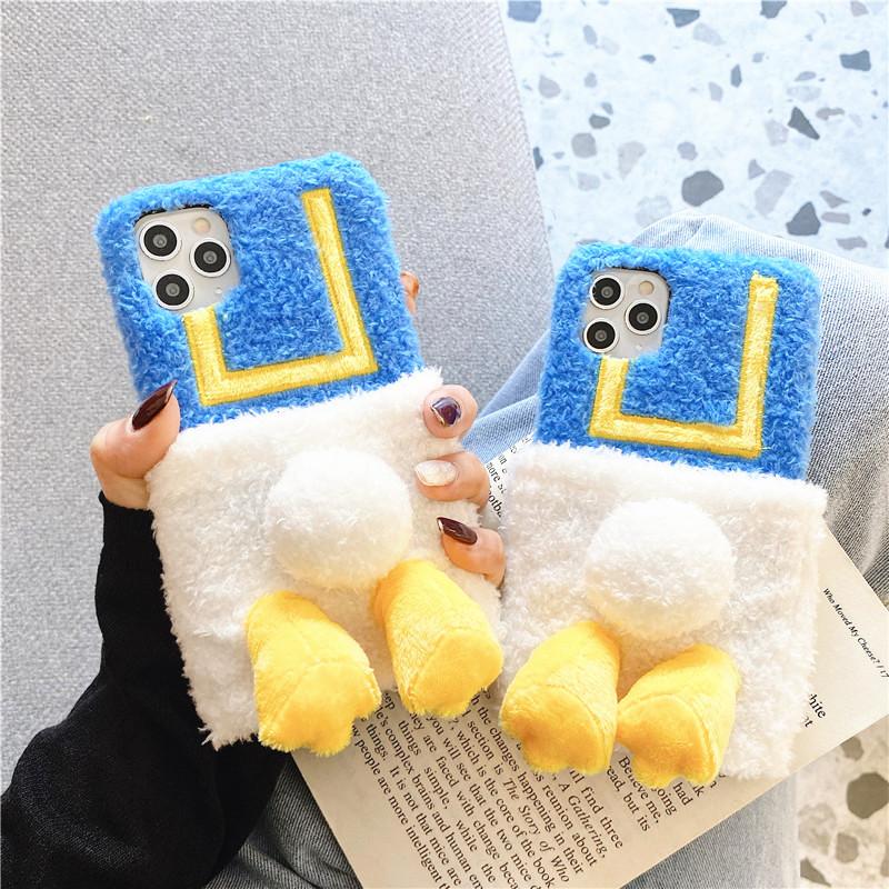 Furry Duck Fluffy Plush Cute Soft Cover For Samsung Galaxy A32 A82 A72 A52 A42 A22 A12 5g A02 A02s F62 F52 F22 F41 M62 M31s Warm