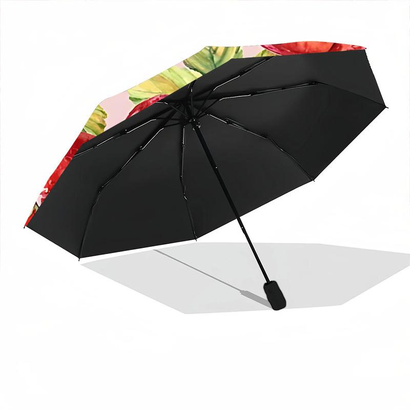 1pc Strawberry Wreath Automatic Folding Umbrella - 8-Rib Durable Iron Frame, Compact Portable for Daily Travel yy251205068