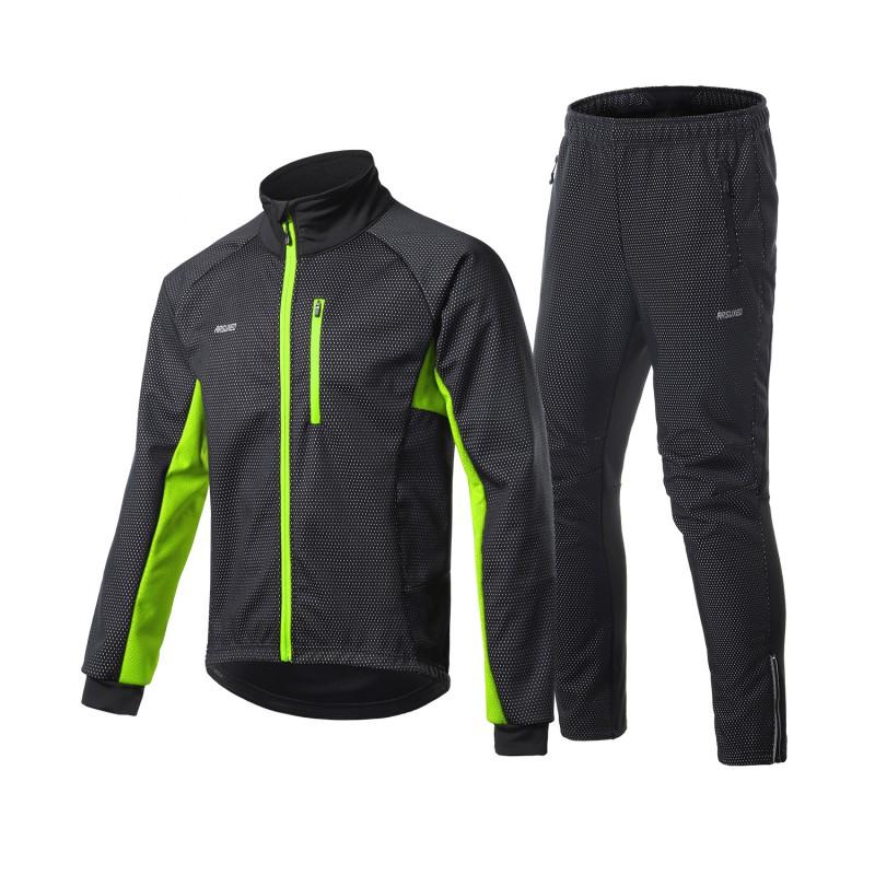 Ensemble veste et pantalon de cyclisme en polaire coupe-vent d'hiver pour hommes et femmes Vêtements de sport d'extérieur