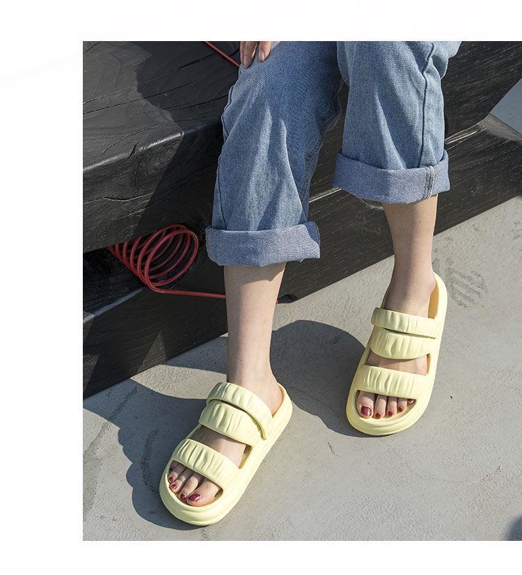 Dámské univerzální luxusní plážové pantofle vysoké hodnoty – Trendy, protiskluzové, pro venkovní nošení, design celebrit ve dvojím stylu