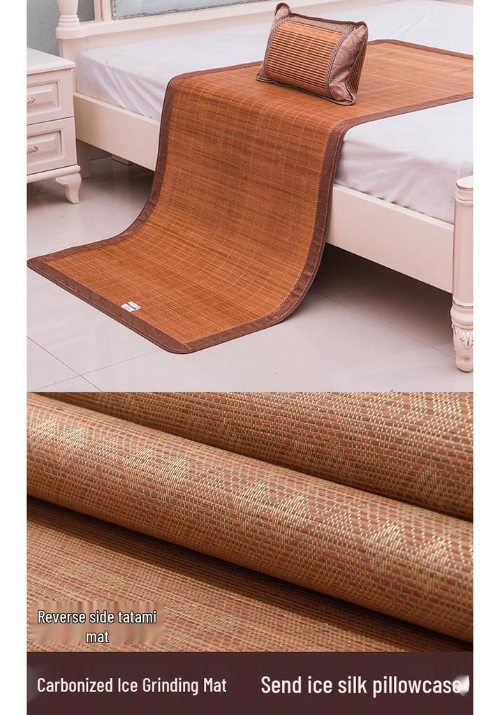 Dual-Sided Bamboo Straw Summer Mat for Student Dorms, Single & Bunk Beds - Home Ice Silk Cooling Mattress