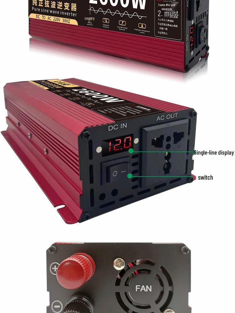 High Power Pure Sine Wave Inverter: 12V/24V Truck To 220V Electric Vehicle, 48V/60V Battery for Home or Car Use.