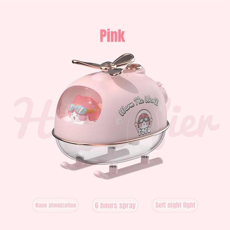 

Мини-мультяшный вертолет арома увлажнитель воздуха USB электрический эфирный масляный диффузор с теплым ночным светом для автомобиля офиса дома USB Cable розовый