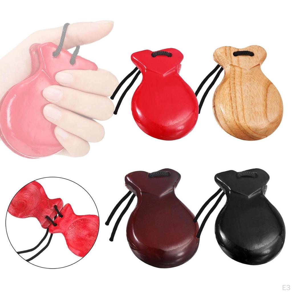 1 Pair Spanish Wooden Castanets for Adults And Children, Handmade Hand Percussion Instruments