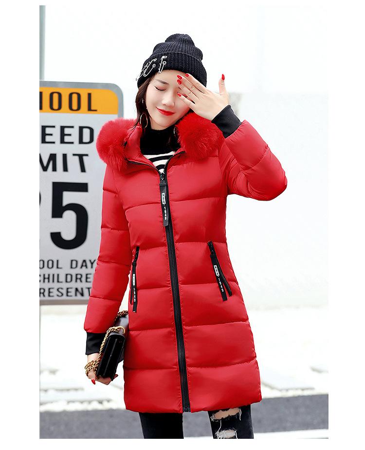 Winter New Women's  Jacket Women's Medium and Long Slim-fitting  Jacket Big Fur Collar Student  Jacket