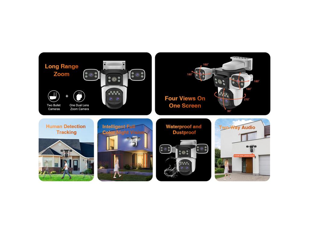 4G Little Eagle O-KAM Pro Smart WiFi Camera with Zoom, 4 Lenses, HD Night Vision, and Waterproof Design