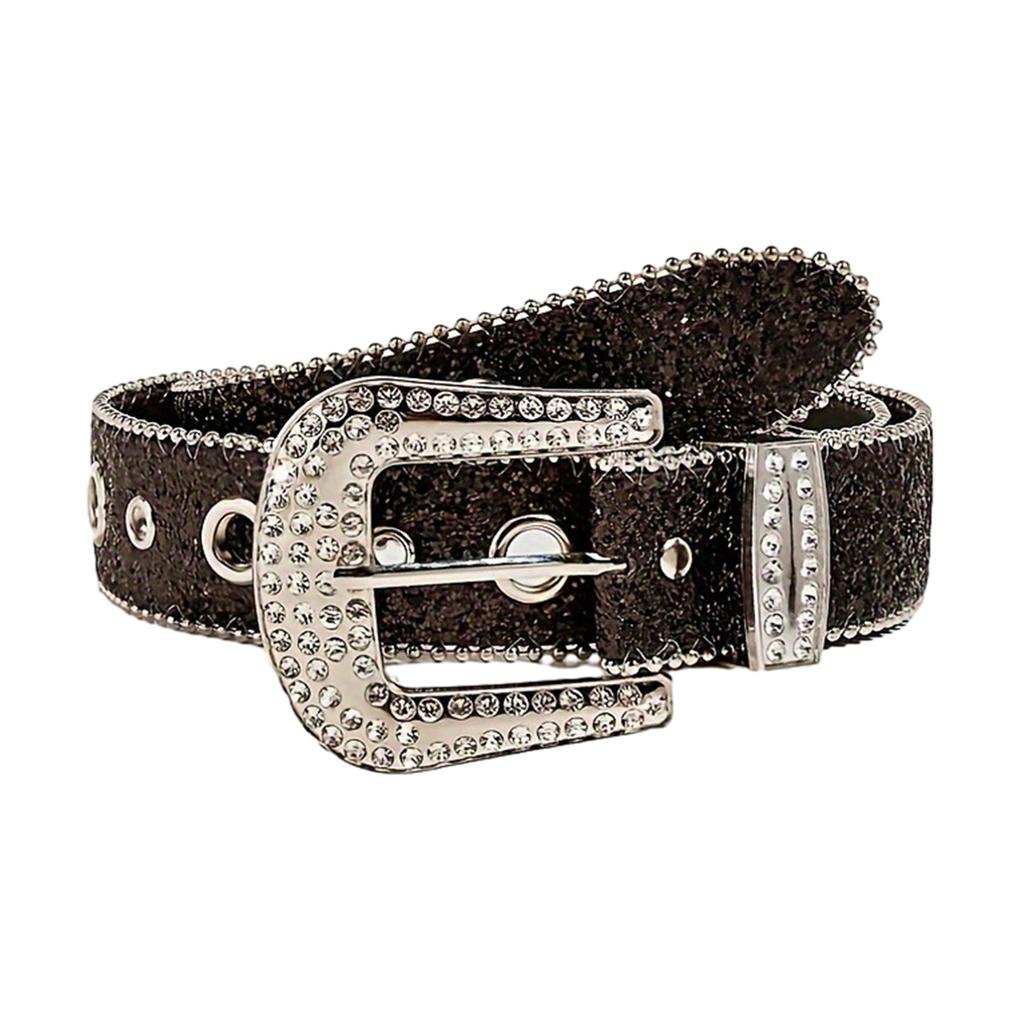 Adult Full Sequins Waist Belt Street Culture Enthusiasts Waist Belt Fashion Rock Fans Rhinestone Buckle Waist Belt