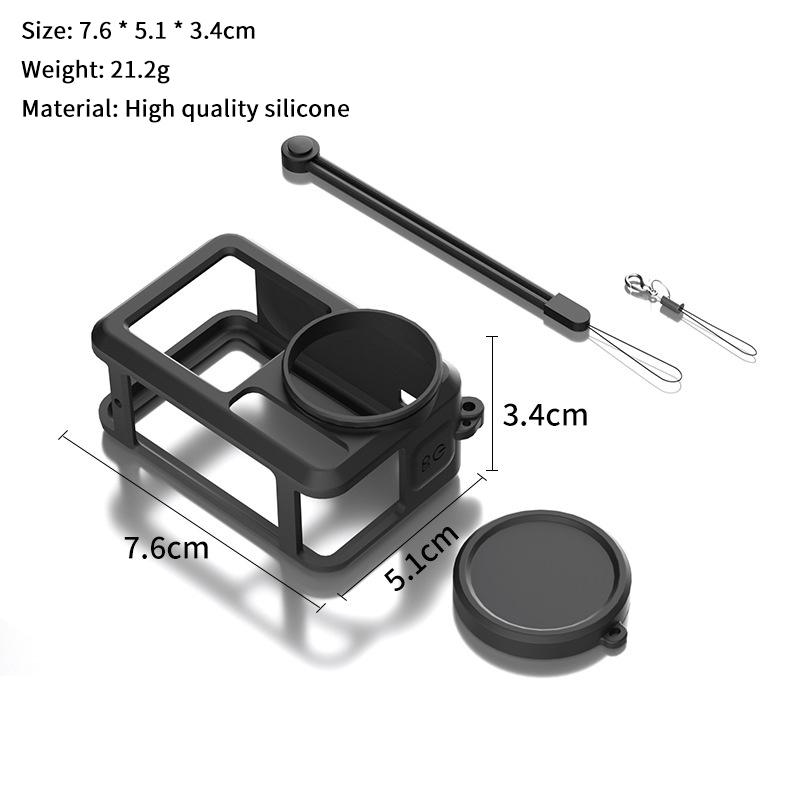 

Спортивный силиконовый защитный чехол для камеры Dji Action 5 Pro, полный защитный чехол, устойчивый к царапинам чехол для объектива с веревкой для подвешивания чёрный