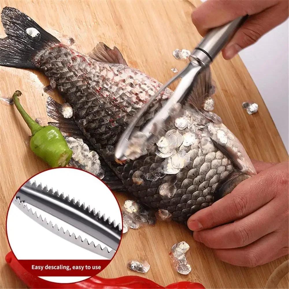 Stainless Steel Fish Scale Scraping Easy Remove Fish Cleaning Peeler Scraper Fish Skin Brush Seafood Tools Kitchen Accessories