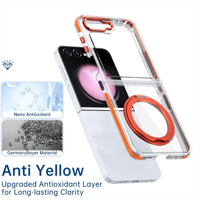 360° drehbarer Ringhalter Magnetische Handyhülle Handyhülle für Samsung Galaxy Z Flip 6 Flip6 5G Transparente stoßfeste Hülle