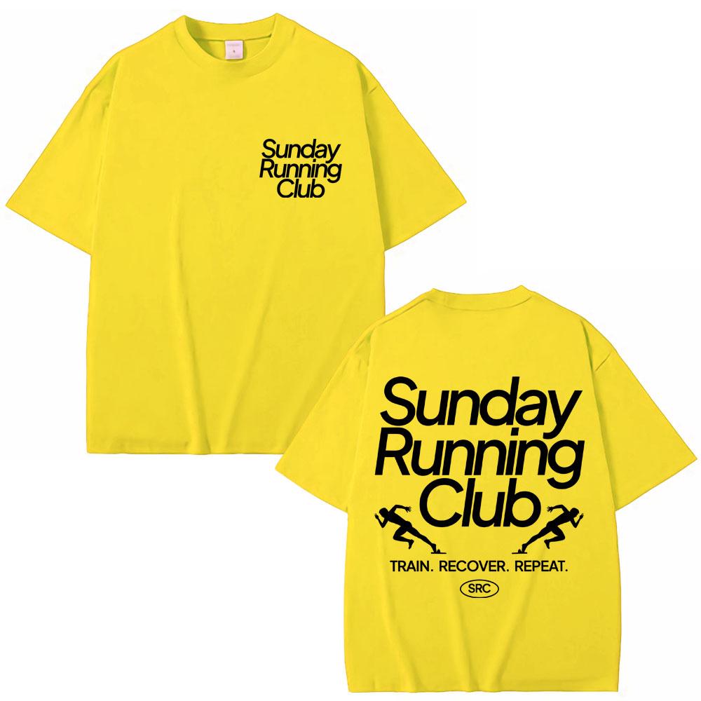 Sunday Running Club Graphic T-Shirts Men Women Sport Trendy Harajuku T Shirt Oversized Cotton Casual T Shirts