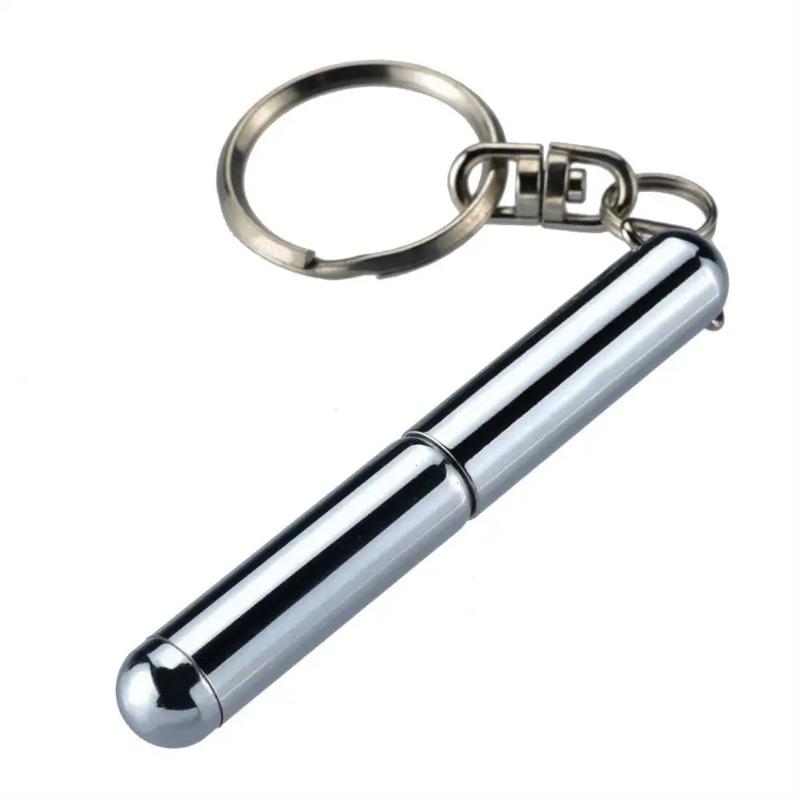 Edelstahl Teleskop-Werkzeug Stift Multifunktionaler Metall Schlüsselanhänger Kugelschreiber Zeichen Silber Stift Form Schlüsselanhänger