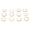 12Pcs/set Boho Toe Set Star Moon Adjustable Finger Rings J0H1
